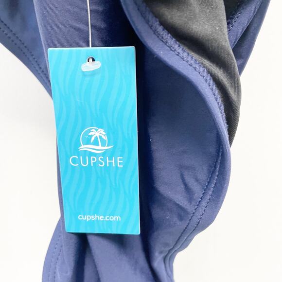 Cupshe Women's Navy Blue Tummy Control Tie Back One Piece Swimsuit Size Medium - Picture 5 of 7